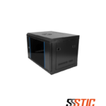 Gabinete de pared compacto Finen W1-5406 de 6 RU entregado desarmado en caja flat-pack con puerta de vidrio.