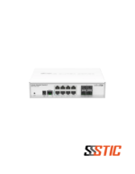 Switch gestionable MikroTik CRS112-8G-4S-IN con 8 puertos Gigabit y 4 puertos de fibra SFP.