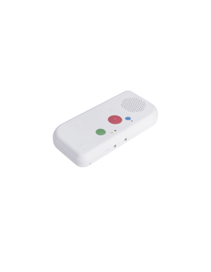 Terminal de habitación IP NX0019/B con PoE, VoIP, RFID y botón azul para sistemas de comunicación hospitalaria Helpnex