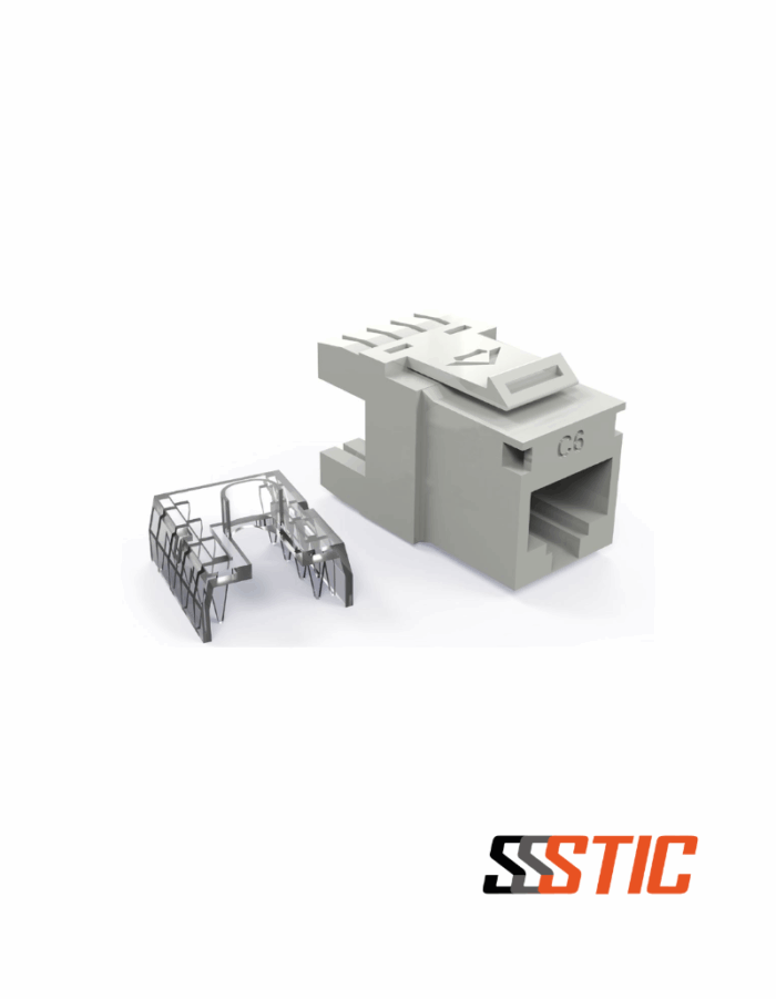 Conector hembra Multilan Cat.6 90°/180° Lightera de alto desempeño, compatible con IDC 110, PoE 802.3bt, RJ-11 y puertos estándar keystone. Disponible en rojo, negro, azul y blanco.