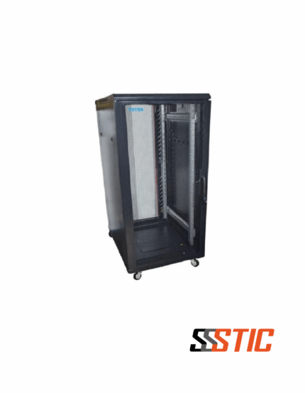 Gabinete de Piso 42RU TOTEN G3.6842.9601 con puertas microperforadas, paneles desmontables y ruedas con topes para instalación de red profesional.