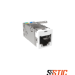 Jack modular blindado CommScope SLX Categoría 6A color Pro White para redes de alta velocidad.