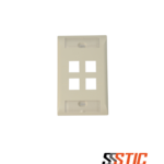 Faceplate kit CommScope 2111039-1 de 4 puertos color light almond para montaje al ras en redes de datos.