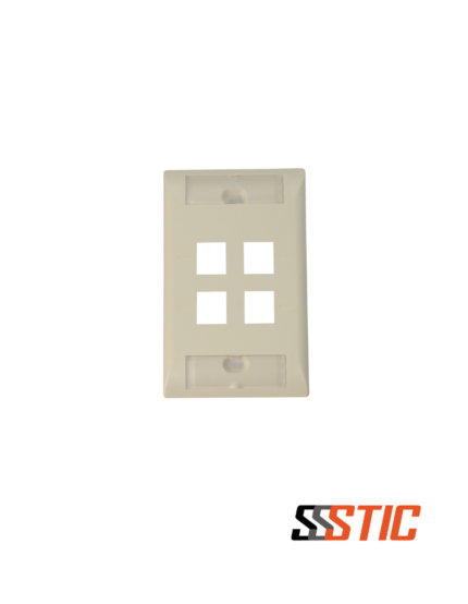 Faceplate kit CommScope 2111039-1 de 4 puertos color light almond para montaje al ras en redes de datos.