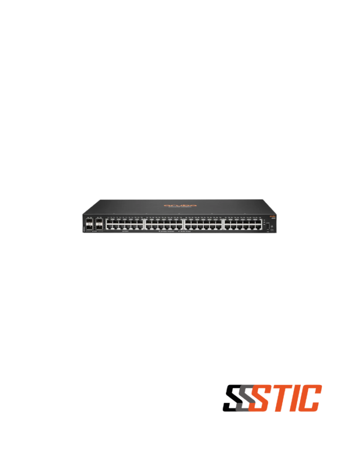 Switch de acceso Aruba CX 6000 48G con 48 puertos Gigabit y 4 puertos SFP de 1Gbps para redes corporativas.
