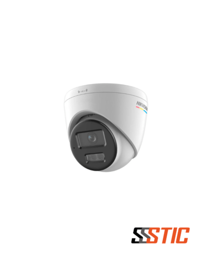 Cámara de red tipo turret fija Hikvision DS-2CD1327G2H-LIU de 2 MP con tecnología ColorVu y Smart Hybrid Light.