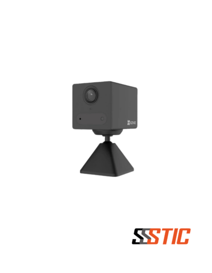 Cámara de seguridad compacta con batería EZVIZ CB2 en color negroblanco con base magnética y resolución 1080p.