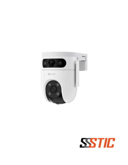 Cámara de seguridad exterior EZVIZ H9c con doble lente 2K, sistema de patrullaje automático y detección de personas.