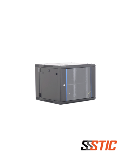 Gabinete de pared abatible Finen WMG6512 de 12 unidades de rack con puerta de vidrio templado de seguridad.