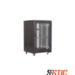 Gabinete de piso Finen F1-A36822 de 22 unidades de rack con puertas de malla frontal y posterior para flujo de aire.