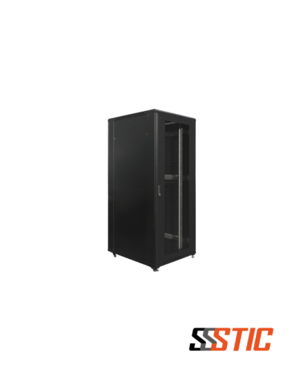 Gabinete de piso para servidores de alta densidad Finen F1-A38242-BI de 42 RU con fondo de 1200mm y doble puerta de malla.