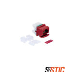 Jack RJ-45 Categoría 6 Siemon MX6 angular de color rojo para mejorar el radio de curvatura en salidas de red.