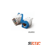 Jack RJ-45 Categoría 6 Siemon UltraMAX de color azul para placas de pared y faceplates.