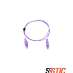 Jumper de fibra óptica Siemon BladePatch OM4 LC a LC dúplex de 3 metros, color violeta con tecnología push-pull.