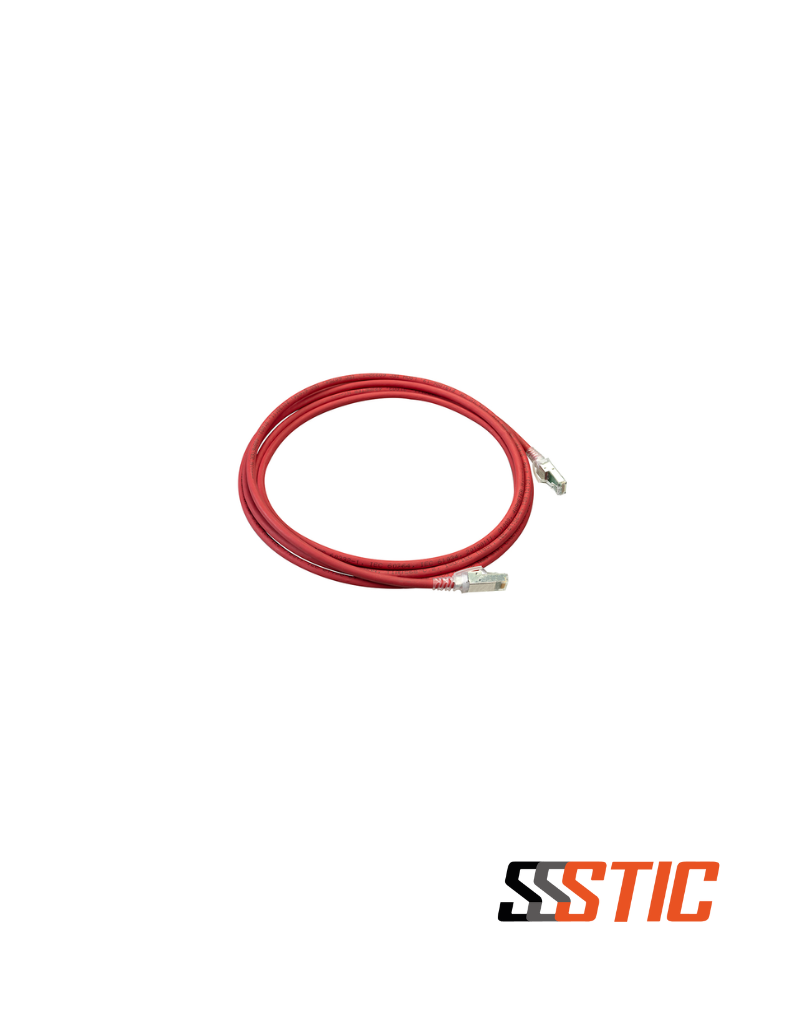 Patch cord de red blindado Siemon Z-MAX Categoría 6A de 3 metros, color rojo con chaqueta LSZH. Patch cord de red blindado Siemon Z-MAX Categoría 6A de 3 metros, color rojo con chaqueta LSZH.