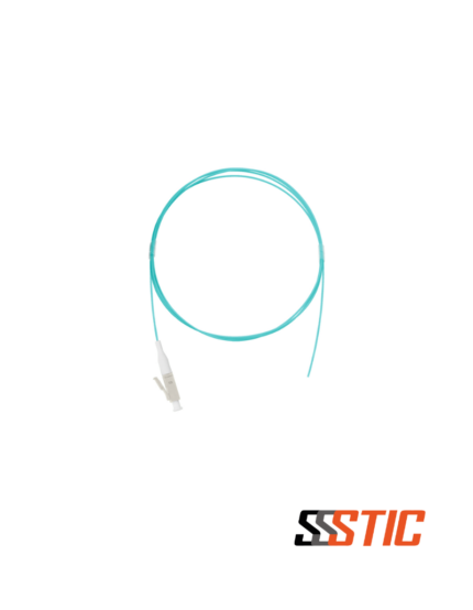 Pigtail de fibra óptica multimodo Siemon XGLO OM4 con conector LC, 1 metro de longitud, color aqua y chaqueta LSZH.