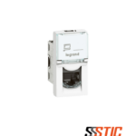 Toma de red RJ45 Legrand Mosaic 076561 Categoría 6 UTP de 1 módulo blanco con tapa contra polvo.