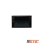 Gabinete de pared 6U abatible Linkbasic WCC06-655-BAA con puerta de vidrio templado y sistema de apertura posterior.