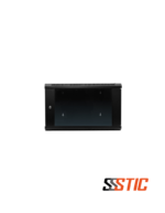 Gabinete de pared 6U abatible Linkbasic WCC06-655-BAA con puerta de vidrio templado y sistema de apertura posterior.