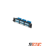 Placa de adaptadores LGX Nexconec con 12 acopladores LC Duplex Monomodo color azul para 24 hilos de fibra óptica.