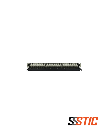 Patch Panel de 24 puertos blindado Categoría 6A Linkbasic PNA24-SC6A con 24 jacks incluidos para montaje en rack de 19 pulgadas.