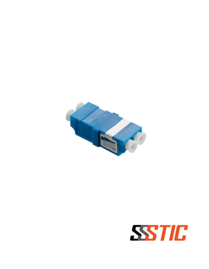 Acoplador de fibra óptica LC Duplex Monomodo Nexconec AAL1SDNL color azul con manga de cerámica.