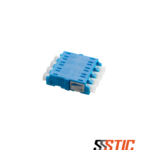 Acoplador de fibra óptica LC Quad Monomodo Nexconec AAL1SQNL color azul sin brida con manga de cerámica de alta precisión.