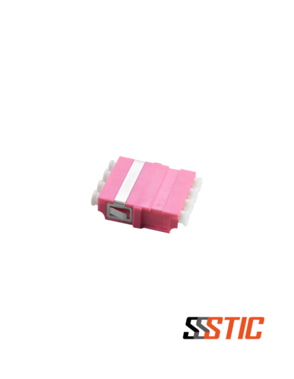 Acoplador de fibra óptica LC Quad OM4 Multimodo Nexconec AAL1MQNV color violeta sin brida con manga de cerámica.