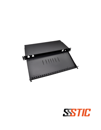 Bandeja de fibra óptica fija Nexconec SPP24S de 1U para 24 puertos SC o LC Duplex, color negro.