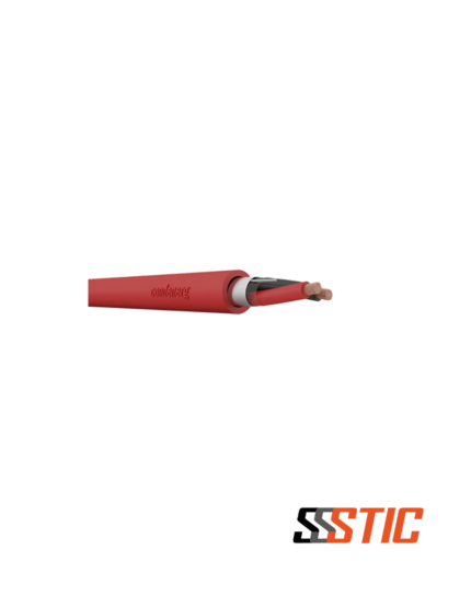 Cable de incendio blindado Condenerg FIRECOM 2x18AWG (1.0mm²) con pantalla de aluminio y cubierta LSZH roja.
