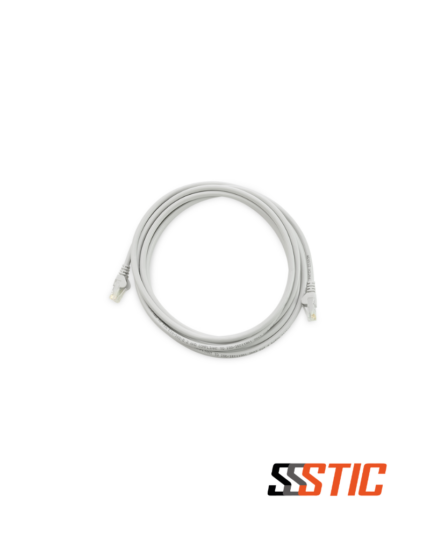 Cable de red Patch Cord Categoría 6 UTP gris de 3 metros Linkbasic con conectores RJ-45 y bota moldeada.