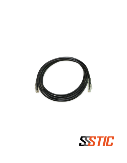 Cable de red Patch Cord Categoría 6 UTP negro de 3 metros Linkbasic con bota protectora y conectores RJ-45.
