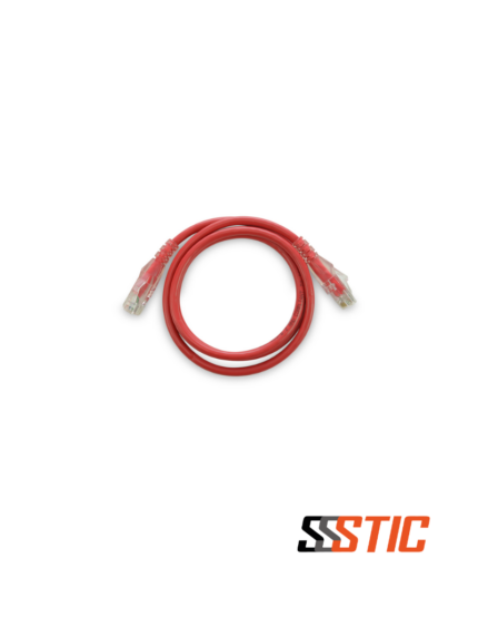 Cable de red Patch Cord Categoría 6 UTP rojo de 1 metro Linkbasic con conectores RJ-45 y bota de protección.