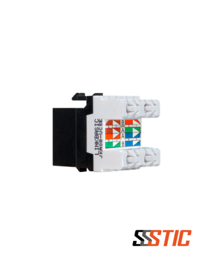 Jack Keystone RJ-45 Categoría 5e UTP de color negro Linkbasic, diseño de 180 grados para cableado estructurado. (1)