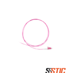 Pigtail de fibra óptica Nexconec con conector LC, fibra multimodo OM4 color violeta de 1 metro.