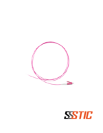 Pigtail de fibra óptica Nexconec con conector LC, fibra multimodo OM4 color violeta de 1 metro.