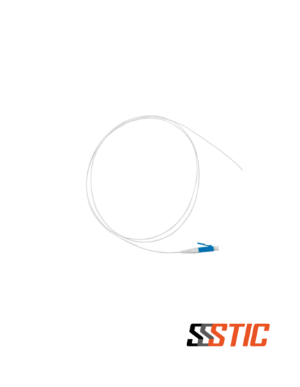 Pigtail de fibra óptica monomodo LC Nexconec AXL1A19TWLS01 de 1 metro, fibra G.657A1, chaqueta LSZH color blanco.