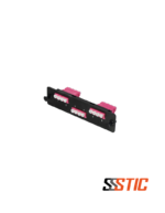 Placa de adaptadores LGX Nexconec MP3PL09-EV con 6 acopladores LC Duplex OM4 Multimodo color violeta para 12 hilos de fibra.