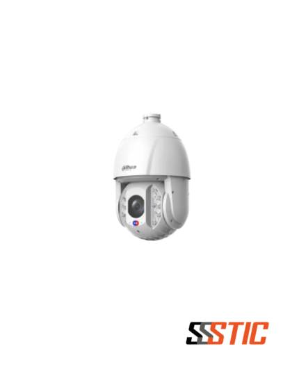 Cámara PTZ Dahua WizSense de 4MP con zoom óptico de 45x, disuasión activa con luces rojaazul y tecnología Smart Dual Light.
