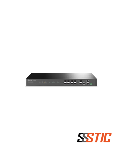 OLT GPON de 8 puertos TP-Link DeltaStream DS-P7001-08 con puertos SFP+ de 10G y fuentes de alimentación redundantes.