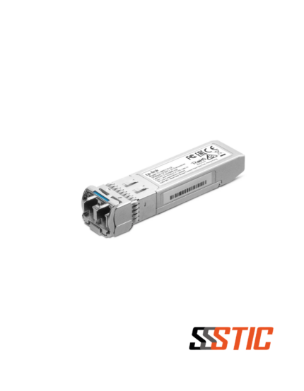 Transceptor SFP+ 10G monomodo TP-Link SM5110-LR con conector LC duplex y soporte para 10 km de distancia.