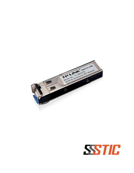 Transceptor SFP Gigabit WDM monomodo TP-Link SM321B con conector LC simplex para distancias de hasta 20 km.