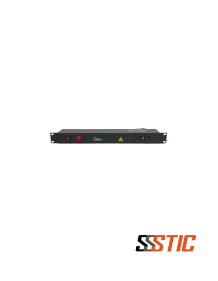 Multitoma eléctrica horizontal de 19 pulgadas marca Quest modelo MH-4713 de 10 tomas NEMA 5-15R grado industrial en color negro para montaje en rack.