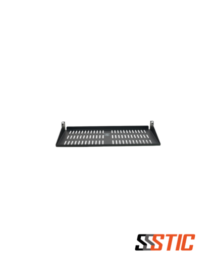 Bandeja sencilla de fijación frontal para rack de 19 pulgadas marca Quest modelo BV-1013 de 1 RU y 267mm de profundidad ventilada color negro