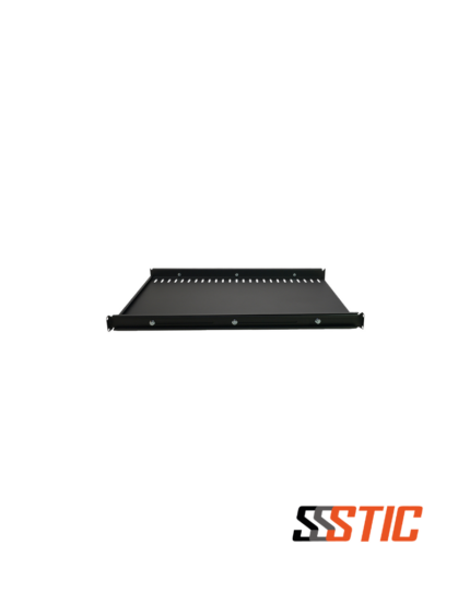 Bandeja ventilada ajustable de servicio pesado marca Quest modelo BV-1054 de 1 RU y 19 pulgadas con capacidad de carga de 125 kg