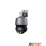 Cámara PTZ Dahua WizSense de 4MP con zoom 5x, tecnología Smart Dual Light, disuasión activa con luzsirena y protección IP66 para exteriores.