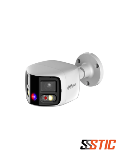 Cámara bullet panorámica Dahua TiOC Duo de 180 grados con resolución 8MP, disuasión activa de luces rojaazul y tecnología WizSense.