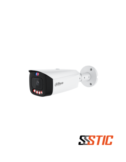 Cámara tipo bullet Dahua WizSense TiOC Pro de 8MP 4K con tecnología WizColor, disuasión activa con luces rojaazul y Smart Dual Light de 50 metros.