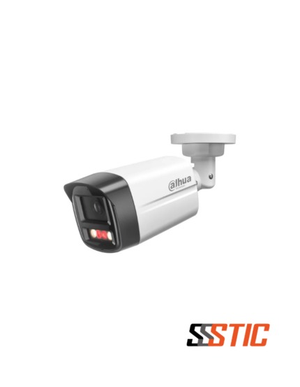 Cámara tipo bullet Dahua de 4MP con tecnología Smart Dual Light, micrófono integrado y protección IP67 para videovigilancia exterior.