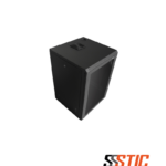 Gabinete de pared para telecomunicaciones marca Quest modelo GT-2192 de 16 RU con puerta frontal de vidrio de seguridad templado y paneles laterales desmontables
